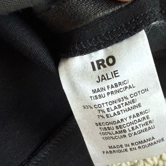 IRO Mini Skirt The Jalie Black BodyCon Leather/Knit Panel Assym Front SZ: M/40 - Picture 10 of 11